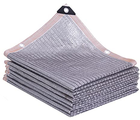 90% tissu d’ombrage en aluminium pour les plantes de chiens de voiture, couverture d’ombrage argenté avec œillets pour couverture végétale Patio Canopy Garden Pergola Greenhouse Car Barn Kenne