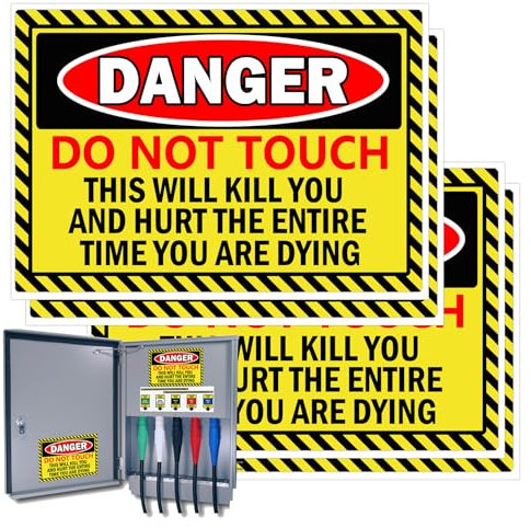 Do Not Touch Aufkleber Do Not Touch Danger Warn-Etiketten, 12,7 x 17,8 cm – This Will Kill You Electrical Shock Hazard High Voltage Electrocution, Vinyl, Warnaufkleber, Schild-Etiketten, 4 Stück