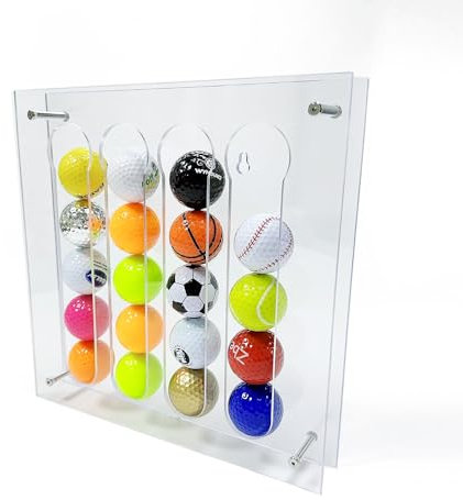 HH-GOLF Acryl-Golfball-Präsentationsständer für Wand, Golfball-Vitrine, Golfball-Organisationshülle (Kapazität für 20 Bälle)