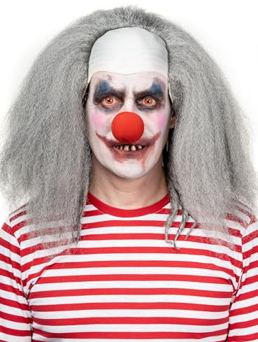 Horrorclown Perücke grau - Kostüm-Zubehör Karneval, Halloween & Motto-Party