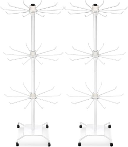 BFYDOAA 2 Stück drehbarer Schmuckständer, 3 Etagen, verstellbares Schmuckregal, Metall-Schmuckhalter, Halskettenhalter, Ständer, modische Theke, Schmuckständer für Ohrringe, Halsketten,