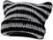 JTMKYO 1 Gestreifte Katzenohrenmütze, Häkelmütze Für Damen, Weiche, Lässige Gestreifte Mütze, Warme Katzenohrenmütze, Warme Wintermütze, Damenmütze, Plüschstrickmütze (Schwarzgrau)