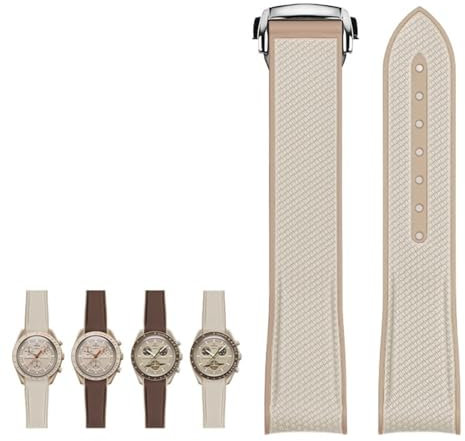 KKFAUS Gummi Silikon Uhrenarmbänder 20mm Uhrenarmband Für Omega X Swatch Joint MoonSwatch celestial Sport Curved End Uhren Band, 20 mm, Achat