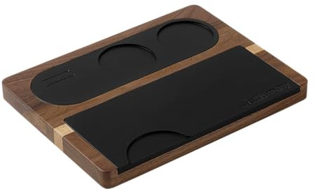 MHW-3BOMBER Tampermatte Holz, Tamperstation für 51/54/58mm, Tamper Matte Holz mit abnehmbare Silikon,Tamping Matte, Kaffee zubehör Espresso Zubehör Modell: TS5151