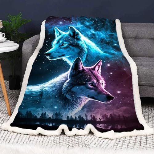SMchwbc Wolf Decke 150x200 cm kuscheldecke Kinder Wolf Fleecedecke Wohndecke 3D Drucken Wald Wild Tier Wolf Flauschig Decke Sofadecke 130x150 cm Couchdecke Tagesdecke (6,100 x 140 cm)