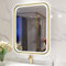 S'bagno Badspiegel mit Beleuchtung 80x60 cm, Badezimmerspiegel mit Beleuchtung mit Aluminiumrahmen, Nebelfrei, 3000-6500K, Memory-Funktion, IP44 Bad Spiegel mit Licht, Horizontal/Vertikal, Gold