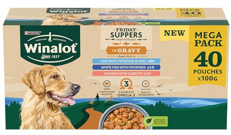 WINALOT Friday Suppers Mixed Variety Fish in Gravy Wet Dog Food Pouches 40x100g