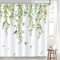 Bonhause Duschvorhang Grün Blätter Vögel Blumen Frühling Duschvorhänge 180 x 180 cm Anti-Schimmel Wasserdicht Polyester Stoff Waschbar Bad Vorhäng für Badzimmer mit 12 Haken