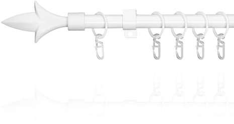 Lichtblick Gardinenstange Lilie, 16 mm, ausziehbar, 1 läufig, 130-240 cm Länge, inklusive Wandhalter und Ringe mit Faltenleghaken Weiß