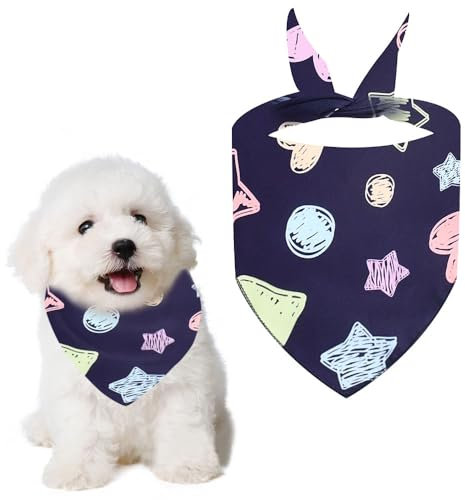 Voarge Hundeschal,Klassisches Kariertes Hundehalstuch, Bandana für Hund,Waschbare Halsdreiecke für Kleine Mittlere und Große Hunde Katzen (Stern-Schal, S)