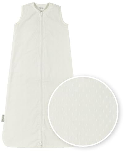 Meyco Schlafsack Plume, Babyschlafsack (Schlummersack für angenehmes Schlafklima, atmungsaktiv, ideal für Sommer, 110 cm, 0,5 TOG), Offwhite