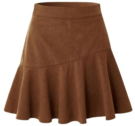 CYZJPRVN Rock Damen Frauen Herbst Winterrock Hoher Taille Reißverschluss Kurzer Faltenröcke-Braun-S