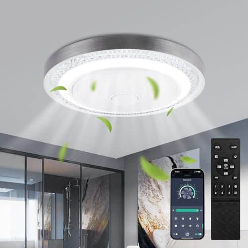 papasbox Deckenleuchte mit Ventilator 50cm | 3 Farbtemperatur 6 Geschwindigkeiten 60W LED Deckenventilator mit Beleuchtung Lampe | Deckenlampe Fernbedienung Dimmbar für Wohnzimmer Schlafzimmer