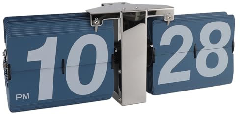 Automatische Flip Uhr, Retro Minimalistische Auto Flip Clock, Große Zahlen, Tisch-Wanduhr, Batteriebetrieben, Flip-Schreibtischuhr für Zuhause, Wohnzimmer (Silberner Ständer und