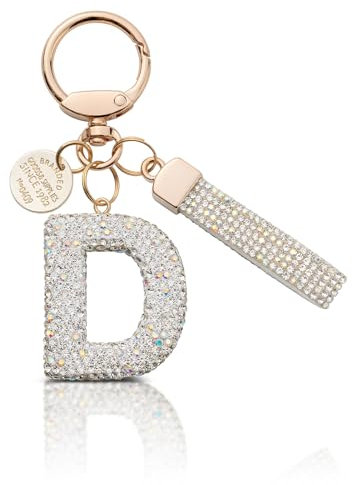 MORSUNBELA Portachiavi Ragazza Portachiavi Lettera Portachiavi Glitter Strass Portachiavi Donna Portachiavi Coppia - D