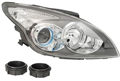 EDA PREMIUM auto Scheinwerfer Rechts 921022R000 passend für HYUNDAI I-30 2008-2012, ohne Stellmotor für LWR, schwarz, H7/H1, PY21W, W5W, E13, mit Glühlampen