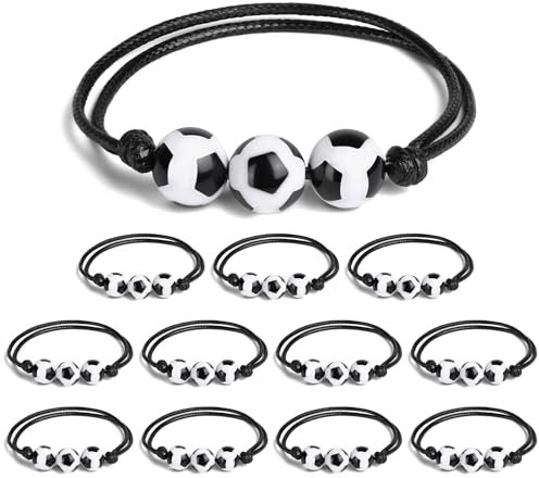 AUAUY 12 Stück Fußball Armbänd Kinder,Verstellbares Schnur Fußball Armband,Freundschaftsarmband, Fußball Party Fußballspiel Gewebte Armband für Mitgebsel Fussball Geburtstag Jungen Mädchen