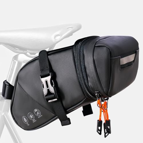 NDakter Satteltaschen für Fahrrad, Fahrradtasche Rennrad, Fahrrad Satteltasche Wasserdicht & Reflektierender, Erweiterbar von 1,5L bis 2L MTB Hecktasche