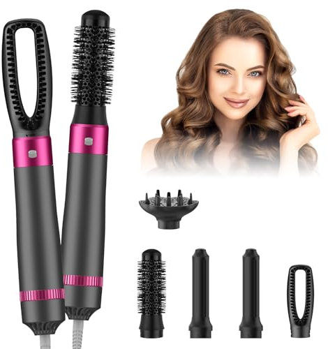 Haartrockner Ionen, Multifunktionale Heißluftkamm, Heißluftbürste Set, Lockenstab Automatisch, Haarglätter Bürsten, Curler Negativ Ionic Curler Richtkamm Für Salon Hairstyling Curling (Grau)