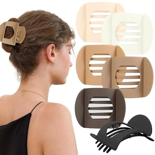 Ruzister Juego de 6 horquillas cuadradas planas con dientes internos para un agarre seguro, pinzas para el pelo para pinzas gruesas y finas