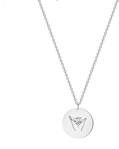 Necklace Pendant Chain Men Women Jewellerygesture Necklace Sign Language Necklace I Love You Retro Party Wedding Silver