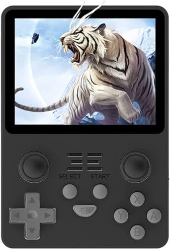 RGB20S Retro Handheld-Spielkonsole, 3,5-Zoll-IPS-Bildschirm 3500-mAh-Akku Videospielkonsole mit 128 GB TF-Karte, 25.000 vorinstallierten Spielen, Linux System Spielekonsole (RGB20S, Schwarz, 128G)