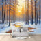 Carta Parati Murale Moderna Pineta Tramonto Neve 300x210 cm Poster Fotomurale Non Tessuto, Carta da Parati Panoramica 3D per Soggiorno, Camera Letto, Ufficio, TV Sfondo