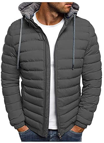 callmo Winterjacke Herren Steppjacke mit Kapuze Warm Jacke Leichte Daunenjacke Winter Herrenjacken mit Kordelzug und Taschen Kapuzenjacke Casual Puffer Jacket Basic Übergangsjacke Einfarbig