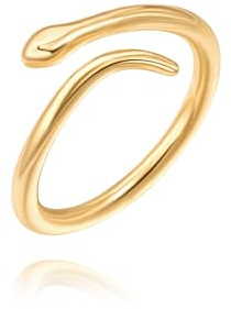 Aobei Pearl 18K Gold Schlange Band Ringe für Frauen zierlich Stapeln Knuckle Ring Nette Daumen Coole Ringe Erklärung Einstellbare Finger Ringe