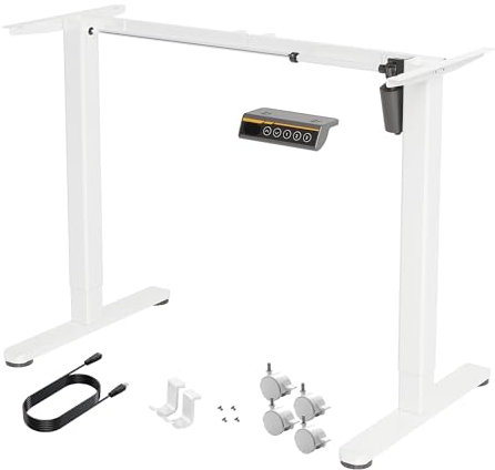 Claiks standing desk frame,Electric Height Adjustable Desk Legs,Sit Stand Desk Frame with 4 Memory Controls for Home Office,White