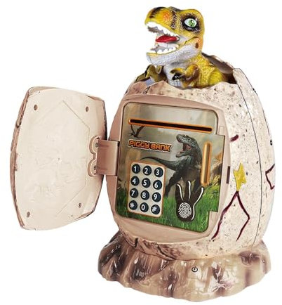 Dinosaur Money Bank For Boys,ATM Cash Coin Box Dinosaur Egg Money Bank - Dinosaur Egg Electronic Code Lock, Password Coin Bank With Auto Scroll Paper, Money Box For Kids Boys Aged 6