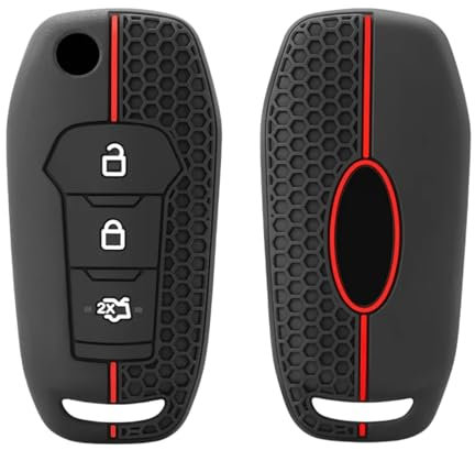 Happyit Funda de silicona para llave de coche compatible con Ford Figo 2017 Mondeo 5 Ecosport Puma 2020 Fiesta Mk8 Everest Ranger 3 botones