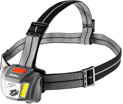 NEBO Einstein 250 – 250 Lumen LED Headlamp & Head Torch, Adjustable Tilt | 250-lumen headlamp & head torch with adjustable tilt, multiple modes, comfy strap – running, hiking & camping