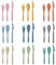 DIYJEP Grands Couverts de Table pour 9 Personnes, 27 Pièces de Couverts en Plastique Réutilisables avec Couteaux Fourchettes et Cuillères, Couverts de Camping pour les Fêtes Voyages (9 Couleurs)