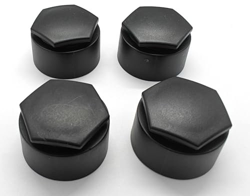 Partsdealers Wheel Nut Covers - Durable Bolt Covers Caps (4, Matt Black, 28mm Locking)
