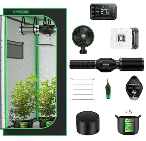 Luna Premium Growzelt Komplettset mit Grow Zubehöre, High-Tech Growing Tent Kit mit Smart-Controller, Vollspektrum LED Pflanzenlampe, Ventilator, Belüftungssystem (80x80x180cm)