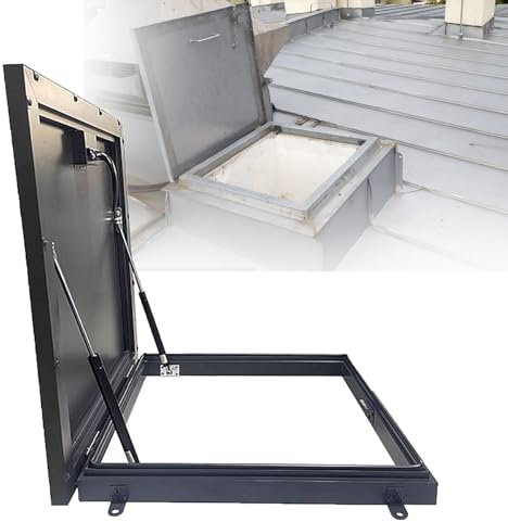 Regendichter Dachbodenlukendeckel, Nach Oben Anhebbare Dachbodenluken-ZugangstüRdecke, Individuell Anpassbarer Schacht-/Kellerausstiegsdeckel Mit Hydraulischen StüTzstangen,85x85cm/33.5x33.5inch