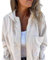 BIUBIULOVE Schicke Und Gemütliche Wolljacke, Cordjacke Für Damen, Kapuzenpullover Mit Reißverschluss Für Damen, Langärmlige Kapuzenpullover Mit Tasche (Weiß,2XL)
