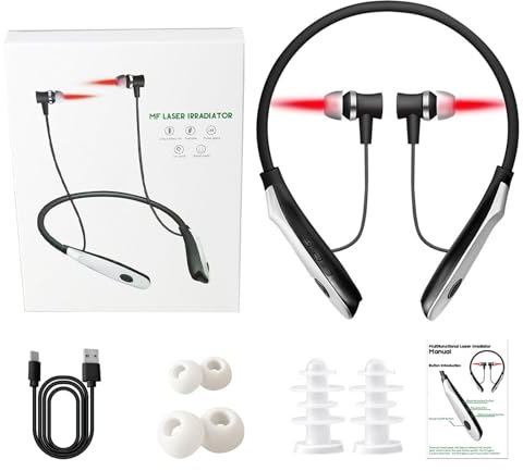 Rotlicht-Ohrstöpsel, Tinnitus-Entlastungsgerät, Nackenbestrahlung, wiederaufladbare Gehörgangbestrahlung, beruhigender, angenehmes Tragen