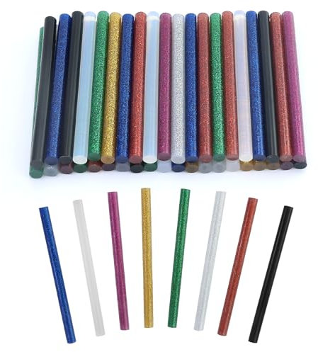 40 Pezzi Stick di Colla a Caldo Colorati 7mm, Multicolori Colla a Caldo Bastoncini per Pistola Colla a Caldo Ricariche, 7 x 100 mm Colla a Caldo Bastoni per Lavori Fai Da Te (8 Colori)