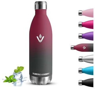 Borraccia Termica, Borraccia 1 litro, Senza BPA, Borraccia Acciaio Inox, Senza Perdite, Borracce Termiche, Isolato Sottovuoto, Borraccia Metallo per Campeggio, Fitness, Corsa, Escursionismo, Sport