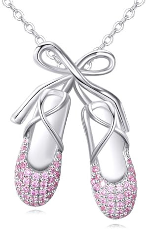 YFN Ballett Schuhe Halskette 925 Sterling Silber Ballerina Anhänger Bogen Schmuck Für Ballett Liebhaber Damen