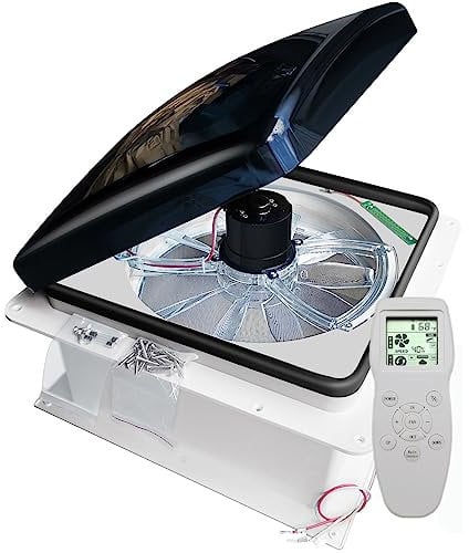 Max Air Ventilation Dachlüfter Ventilator Reversibel Auspuff für Wohnmobil Extrem Leise 12V Dauerbelüftung mit Fernbedienung Halbtransparent 14 Zoll