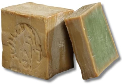 Amela Original Aleppo Seife 200 g, 80% Olivenöl 20% Lorbeeröl, Handgemachte Naturseife, Olivenölseife, für empfindliche Haut, Olivenseife, Haarseife, Duschseife, Handseife, Savon d‘Alep