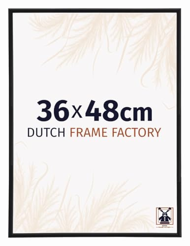 Dutch Frame Factory - Bilderrahmen 36x48 cm Schwarz Matt - Kunststoff | Antireflex-Acrylglas aus Kunststoff, Wandmontage, Geeignet für Fotos, Poster und Puzzles, Angers, Made in Holland