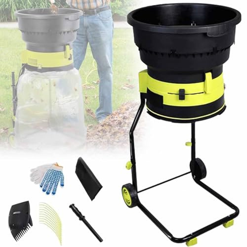 SSQUZA Trituratore Elettrico per Foglie,Biotrituratore da Giardino Senza Lame 15 Amp 2500W per Rapporto Riduzione 17:1,Pacciamatura Fino a 55 Galloni al Minuto,per Pulizia Cortile,60m*Powercord