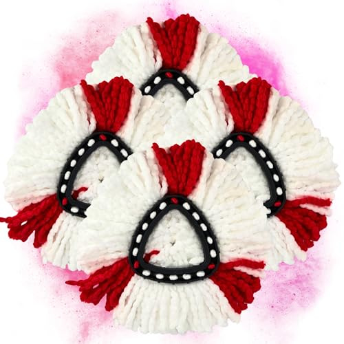 Maxorado Vileda Easy Wring & clean, mocio di ricambio in microfibra, testa di ricambio per mocio (rosso, 4 pezzi)