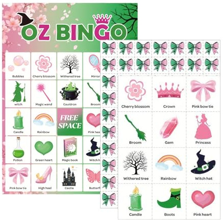 Générique Bingo-Kartenspiel Hexe – Partyzubehör, Gesellschaftsspiel Halloween | Interaktives Geburtstags-Events, Reisen, Outdoor, Erwachsene, Anfänger