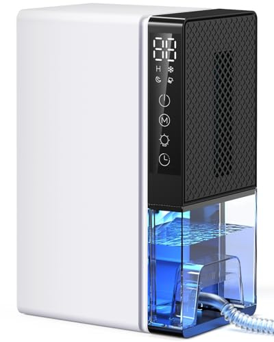 Dehumidifiers for Home Damp 2800ML Quite Dehumidifiers for Bedroom, Portable Bathroom Dehumidifier, 24H Timer, Automatic Shutoff, 7 Colorful LED, Small Dehumidifier for Drying Clothes（600ML/24H）