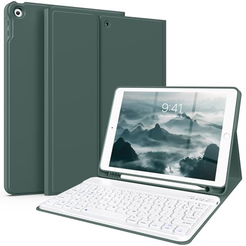 SZPSGC Keyboard Case for iPad 10.2 inch 9/8/7th Generation, Dark Green